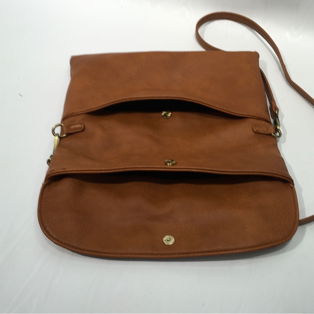 ANTHROPOLOGIE Brown Crossbody Clutch Faux Leather Bag - Picture 7 of 12